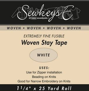 Fusible Woven Stay Tape - 1 1/4" Wide White