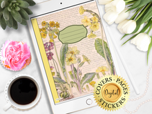60 GoodNotes Digital Covers Pages and Stickers, Vintage Botanical Garden Sunflower