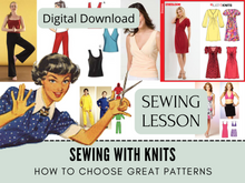 Learn how to choose a patter for success. This sewing lesson tutorial is Sewing With Knits. It has step-by-instructions on everthing you need to know to successfully pick and pattern and start sewing. IT's a generic class for beginner sewing to advanced.
