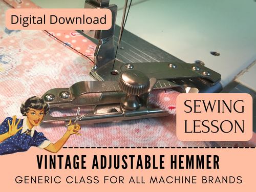 Learn to use the vintage adjustable hemmer presser foot in the step-by-step sewing lesson. This foot is perfect to finish raw edges and create a wider rolled hem right on your sewing machine. This presser foot does hems larger than the typical rolled narrow hem.  Learn to use the Vintage Adjustable Hemmer, it's amazing.
