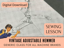Learn to use the vintage adjustable hemmer presser foot in the step-by-step sewing lesson. This foot is perfect to finish raw edges and create a wider rolled hem right on your sewing machine. This presser foot does hems larger than the typical rolled narrow hem.&nbsp; Learn to use the Vintage Adjustable Hemmer, it's amazing.
