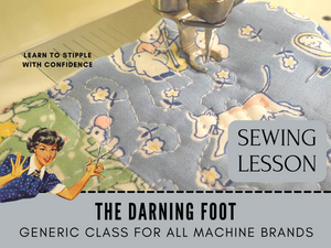 Learn to use the Darning Foot in the step-by-step sewing lesson. Get the most out of the darning presser foot that you likely already own. This is a generic class that applies to all makes and brands of sewing machines and all levels of sewists.