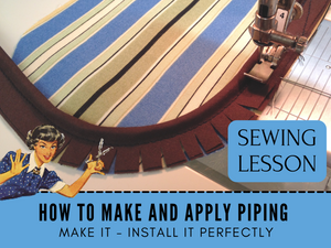 In this sewing learn you will learn to make your own piping trim and see how to apply it. You can choose your own quality fabric to customize your sewing projects. This is a generic class that applies to all makes and brands of sewing machines and all levels of sewists.