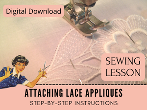 Gain the knowledge and expertise to securely attach Swiss lace appliques to your fabric by machine. This step-by-step lesson will help you save money and create beautiful results. You'll learn how to ensure appliques remain secure, preventing pulling, fraying, and falling off. 