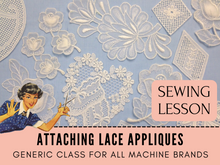 Gain the knowledge and expertise to securely attach Swiss lace appliques to your fabric by machine. This step-by-step lesson will help you save money and create beautiful results. You'll learn how to ensure appliques remain secure, preventing pulling, fraying, and falling off. 