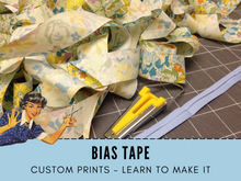 In this Sewing Lesson learn to make Bias Tape. See how to sew bias tape around corners, curves, necklines and edges by sewing machine. Customize your tape by choosing your own fabrics. This step-by-step sewing tutorial will cover every detail. A generic class for all brands of sewing machines and levels of sewists