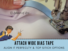 In this Sewing Lesson learn to make Bias Tape. See how to sew bias tape around corners, curves, necklines and edges by sewing machine. Customize your tape by choosing your own fabrics. This step-by-step sewing tutorial will cover every detail. A generic class for all brands of sewing machines and levels of sewists