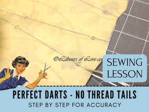 In this sewing lesson, you will learn how to sew darts with no thread tails, which means no puckering or sewing machine jamming. You will have a perfectly smooth finish on the points and ends of your darts. There are two methods I'll teach you for sewing machine darts.