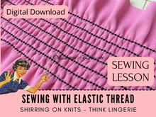 Learn how to sew with elastic thread on your sewing machine. The elastic thread gathers the fabric to resemble shirring or smocking. It's a fast and easy technique that you will have fun doing and can apply to dresses, beach cover-ups, tops and lingerie patterns.