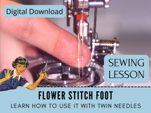 Learn to use the daisy flower attachment in this step-by-step sewing lesson. This foot is perfect for making embroidery-style circular flowers by sewing machine. This is a low-shank foot and it requires a sewing machine with just a basic zig-zag stitch.  Sewing machine accessories like this one are wonderful additions to your sewing machine feet collection. 