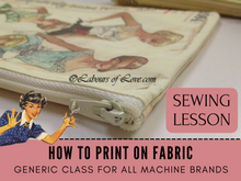 Printing on fabric is a great way to personalize your sewing. In this sewing lesson you will learn to print on a variety of fabrics in a variety of different ways. We will go over everything so you will be confident to get started. This will take your sewing projects to a new level. This is a generic sewing tutorial that applies to all makes and brands of sewing machines and all levels of sewists. 