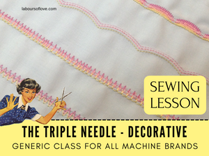 In this sewing lesson, you will learn how to use the Schmetz Triple Needle (also called the Drilling needle) to do decorative stitching and unbelievable topstitching on your sewing machine. The triple needle makes perfectly spaced topstitching that will save you so much time. This is a generic class that applies to all brands of sewing machines and all levels of sewists. 