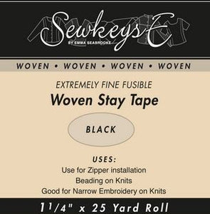 Fusible Woven Stay Tape - 1 1/4" Wide Black